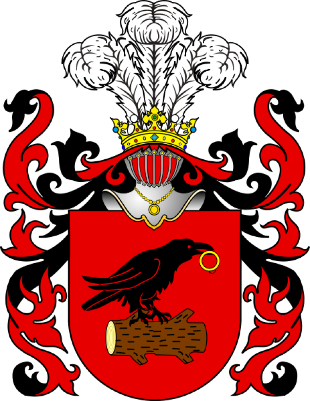 Die adlige polnische Familie Abramik, Wappen Korwin (Corvus, Corvinus, Corvin, Bujno), Ślepowron verändert, (Corvus, Corvinus, C