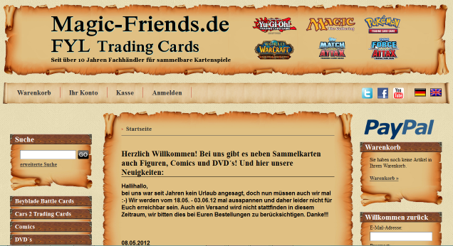 Günstiger Online-Shop für Sammelkartenspiele: Magic-Friends.de